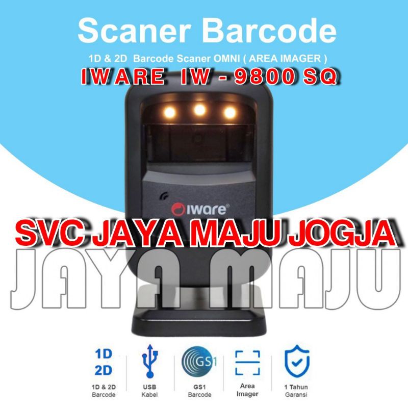IWARE  IW 9800 SQ - USB - 1D 2D  ||  BARCODE SCANNER - AREA IMAGER - OMNI / DUDUK - AUTO SENSE SCAN 