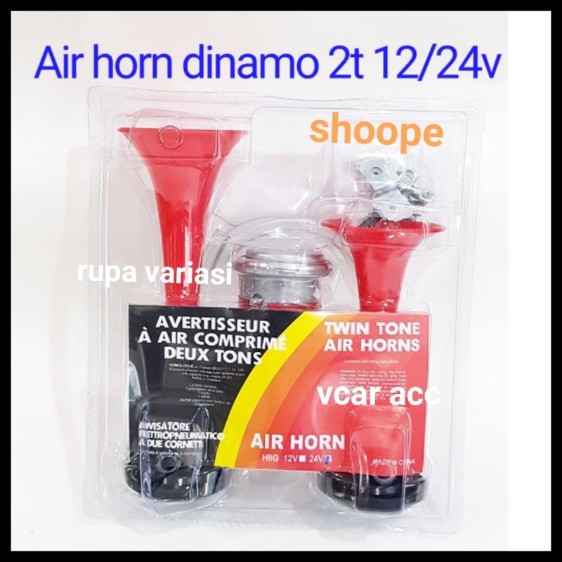 klakson horn model dinamo corong 2 trompet mobil universal 12 volt dan 24 volt