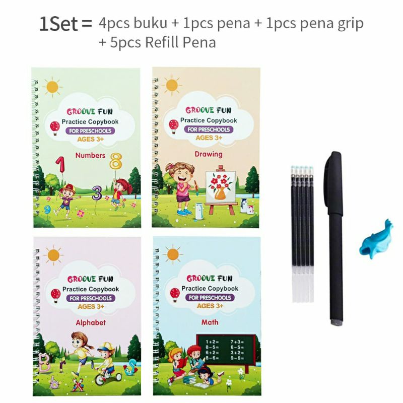 Buku Sank Anak Magic Isi 4 Pcs Buku Free 1 Set Refiel Pulpen 5in1