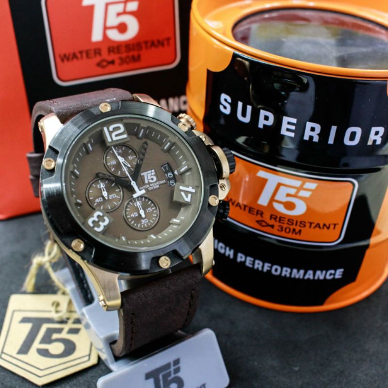 [ COD ] JAM TANGAN PRIA T5 H 3638 Free Box & Paper bag [ bayar di tempat]