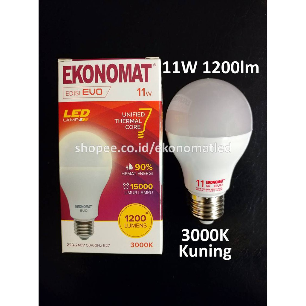 Ekonomat EVO 11W Kuning 3000K Lampu LED 11 W 11 Watt 11Watt Bohlam