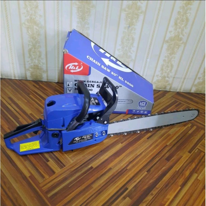 Mesin Chain saw 20inch H&amp;L 5200 2 Tak Mesin Gergaji Potong Kayu