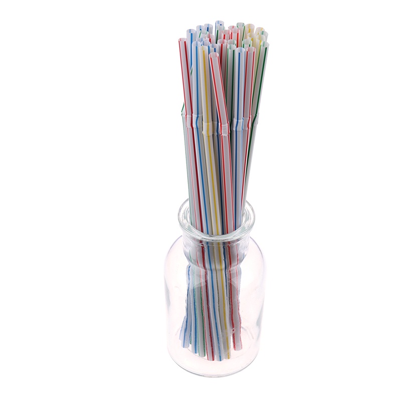 100pcs / set Sedotan Minuman Cocktail Bahan Plastik Untuk Pesta Ulang Tahun Pernikahan