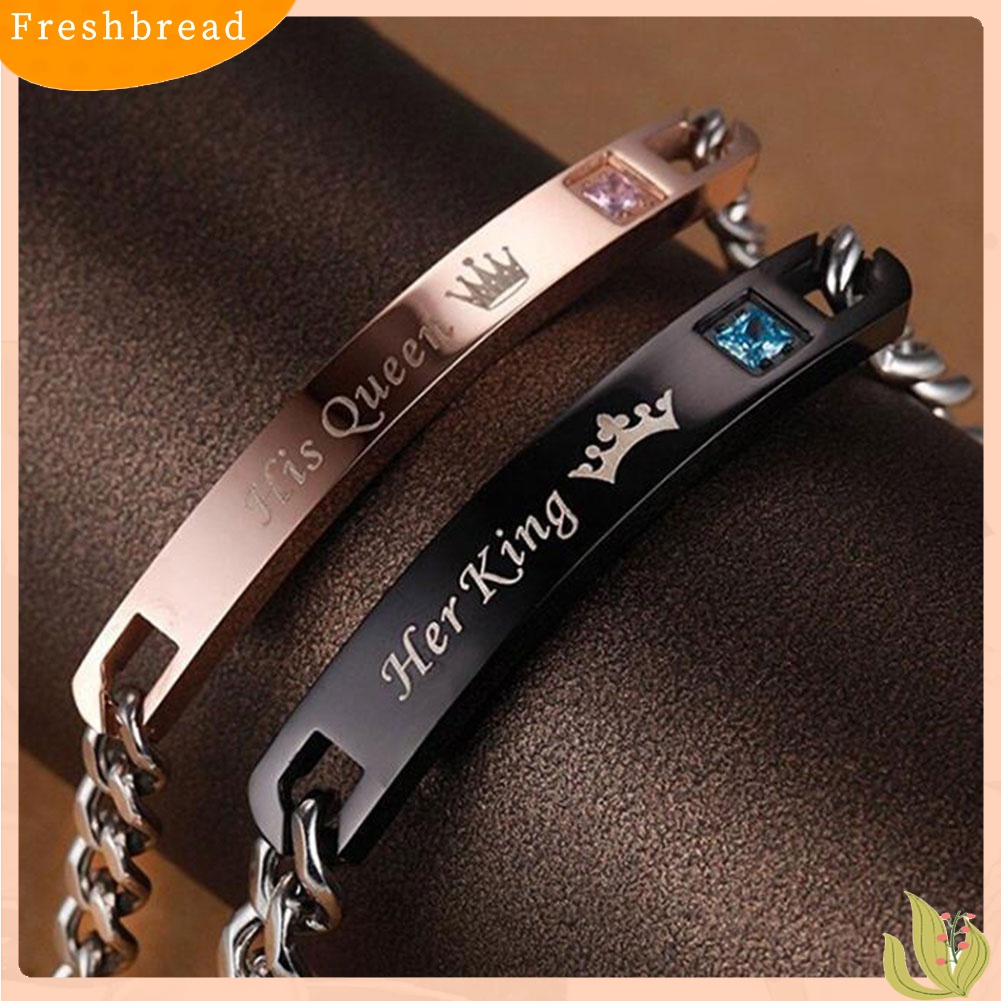 [TERLARIS]Fashion His Queen Her King Titanium Steel Couple Bracelets Wrist Chain Jewelry