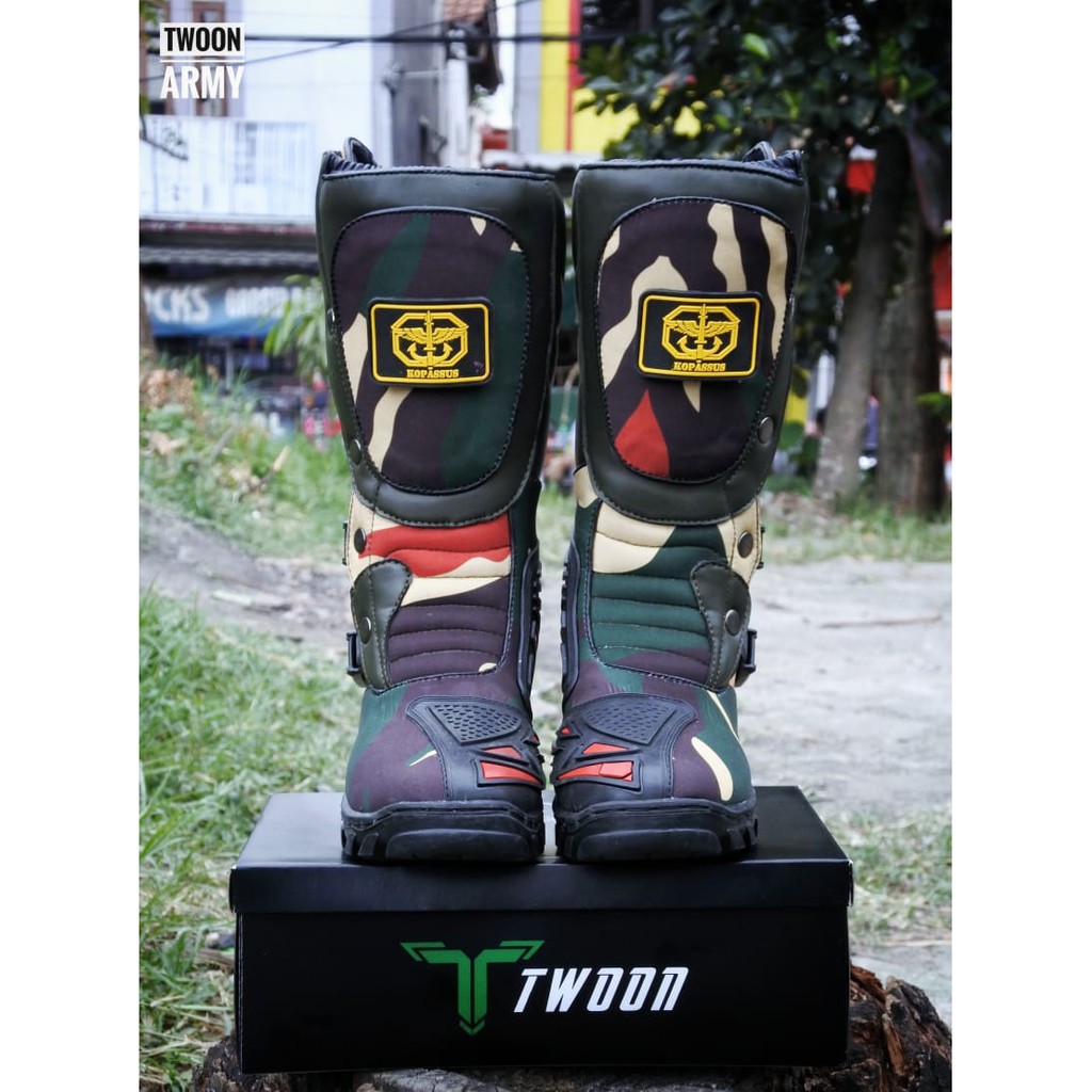 Sepatu Cross/boot trail loreng TNI /Kopasus/SEPATU PDL/SEPATUPDH/SEPATU DELTA/SEPATU CROSS
