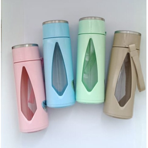 (No 8809) Botol Minum Kaca  400 ML Termurah / Botol Minum Tumbler  Lucu