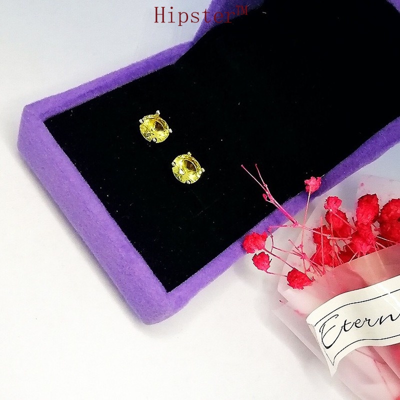 New Retro Simple, Temperamental and Personalized Natural Citrine Stud Earrings