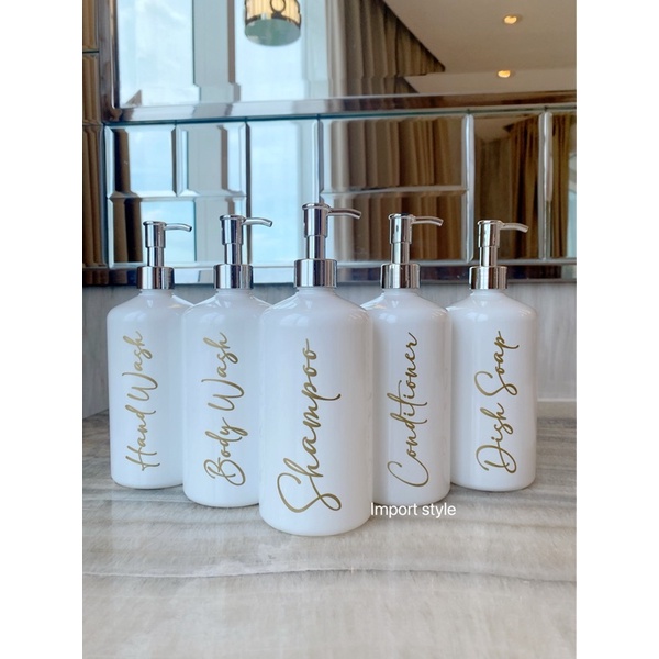 botol putih GLOSSY 500ml GOLD CHIC . aeshtetic bottle refill tempat sabun cair estetik pump silver gold luxury