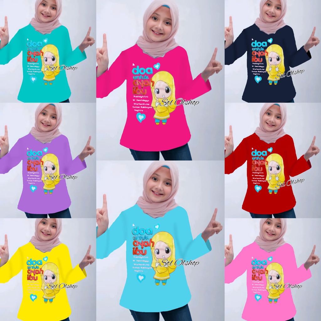 Kaos atasan doa lengan panjang anak perempuan murah 1-10 Tahun