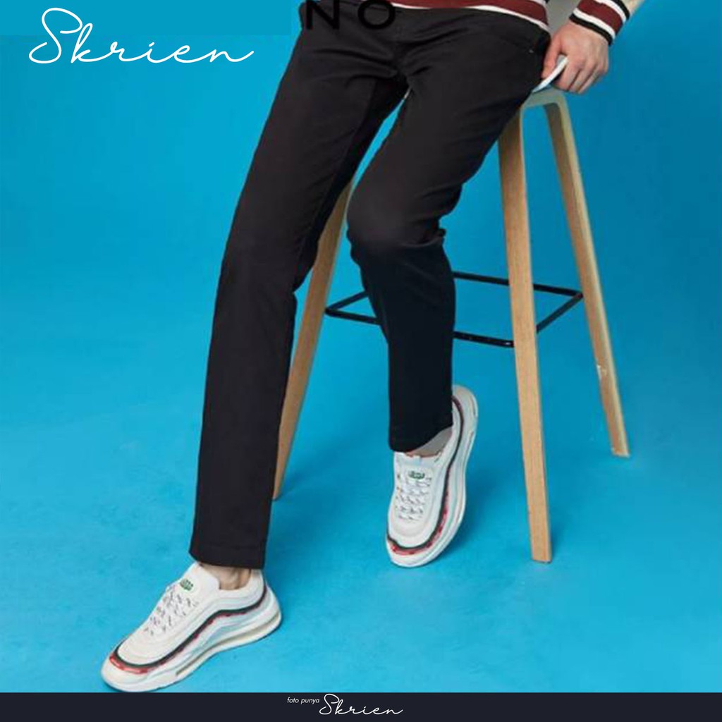 CELANA Pria SLIMFIT Panjang chino KERJA HARIAN HITAM MOCCA ABU GREY KREAM CREAM Sz S-XL 27-34