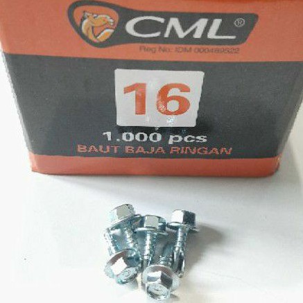 Baut roofing Skrup baja ringan 10×16 isi 1000pcs / Baut Baja ringan CAMEL