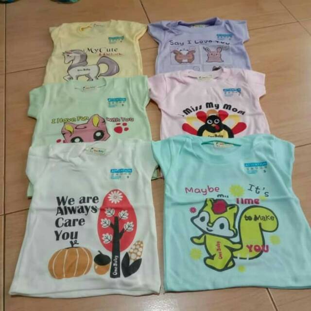 Kaos oblong atasan bayi ONE BABY size S (3 pcs)