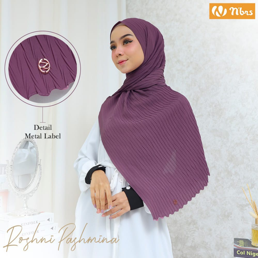 NIBRAS HIJAB ROSHNI PASHMINA BAHAN BABYDOLL PLISKET JILBAB MUSLIMAH OOTD