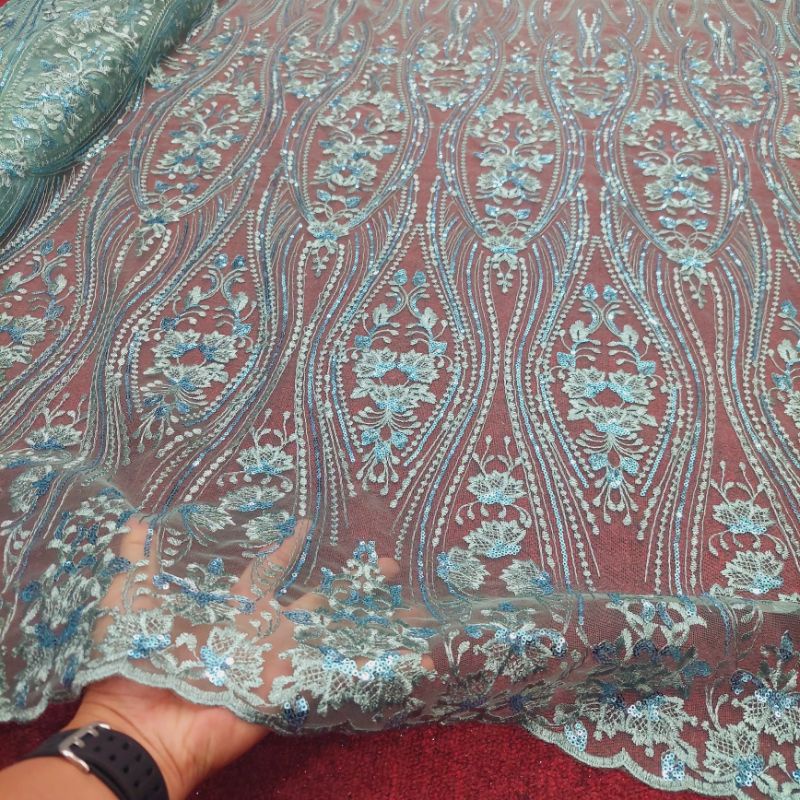 kain tile elisab lace bordir full payet squin