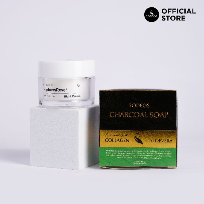 Rodeos HydroxyReve+ Day &amp; Night Cream - Paket Cream Muka untuk Kulit Cerah &amp; Bebas Jerawat