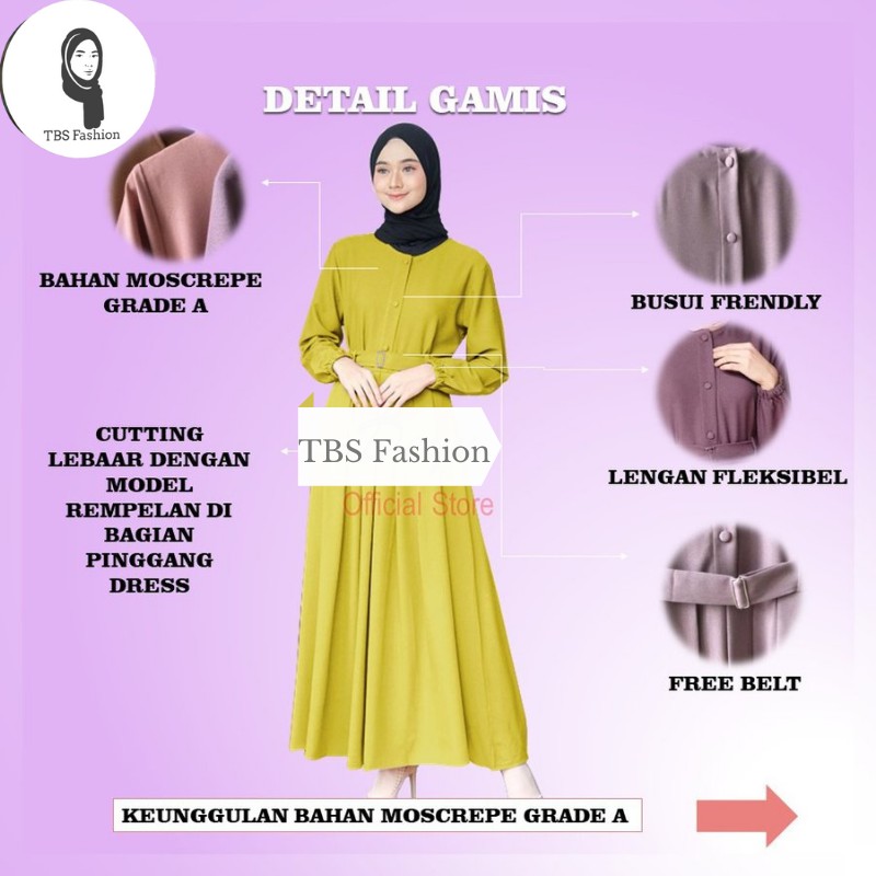 Baju Gamis Atasan Wanita Cewek Remaja Terbaru Bahan Moscrepe Adem Halus Model Modern Berkualitas Premium Quality Casual Acara Formal Kondangan Lebaran 2022 Bisa COD-2