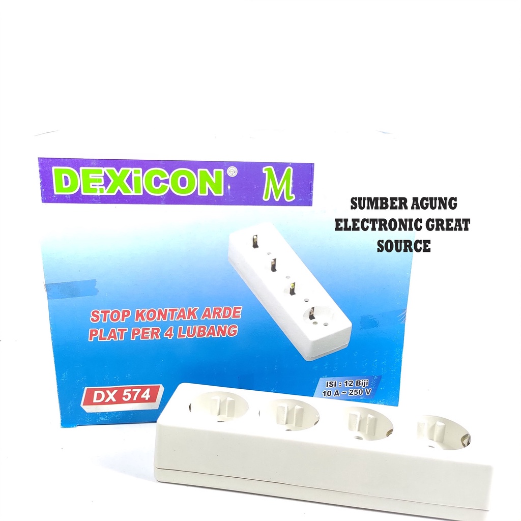 Dexicon M DX574 Stop Kontak Arde Plat Per 4 Lubang DX574 Untuk Olor Listrik