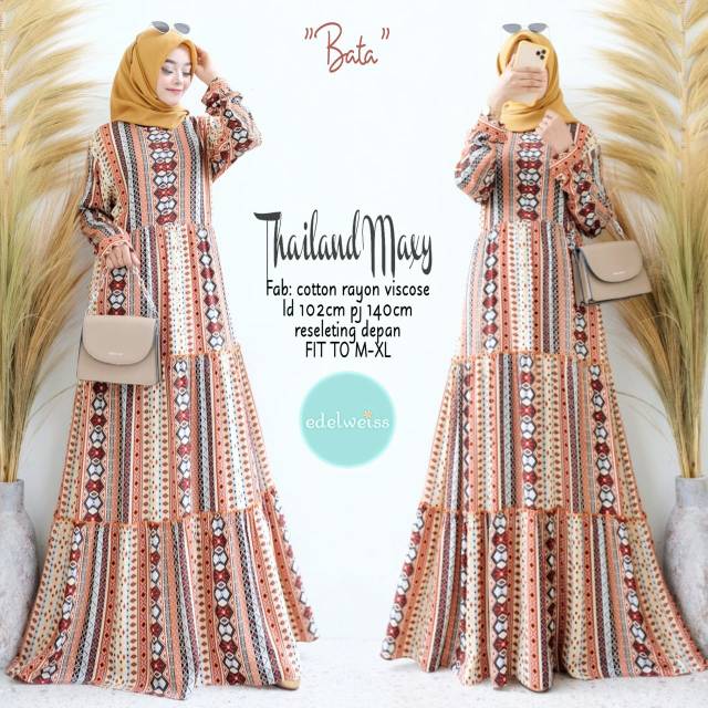 Thailand home dress / dress motif etnik thailand / dress gamis motif