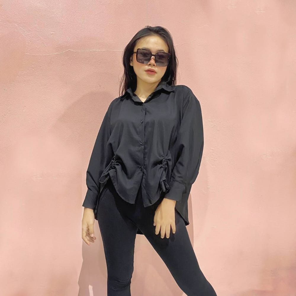 RD FASHION - Kemeja Oversize Serut Depan XXL / Becca Ruched Shirt / Shirt Oversize / Atasan Wanita