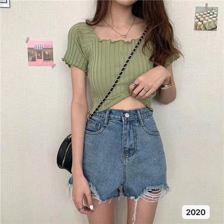 DOMIVA PENDEK CROP TOP RIB / DOMIVA SHORTSLEEVE LENGAN PENDEK CROP TOP