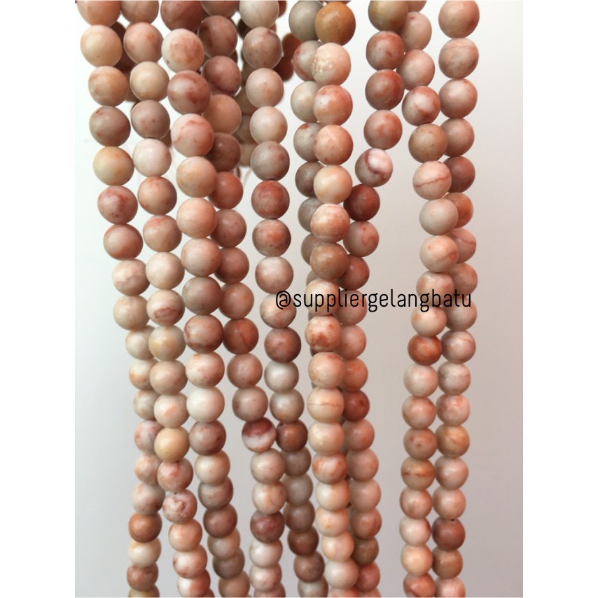 bahan soft white jasper 6mm koka natural renceng asli batu alam open aksesoris fashion craft grosir