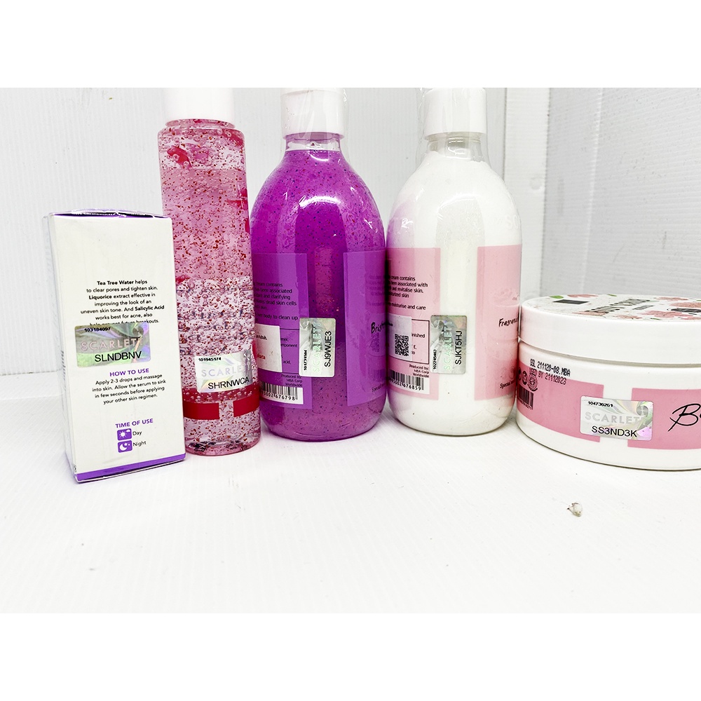 PAKET LENGKAP 5 in 1 Scarlett Romansa Whitening Body Lotion Original 300ml + Scarlett Pemogrante Whi