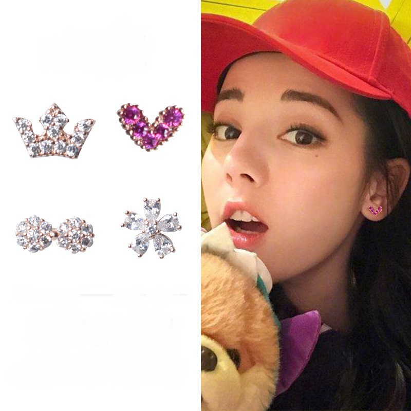 Dapat dipakai saat tidur stud anting-anting wanita temperamen Korea sederhana Sterling Anting-Anting