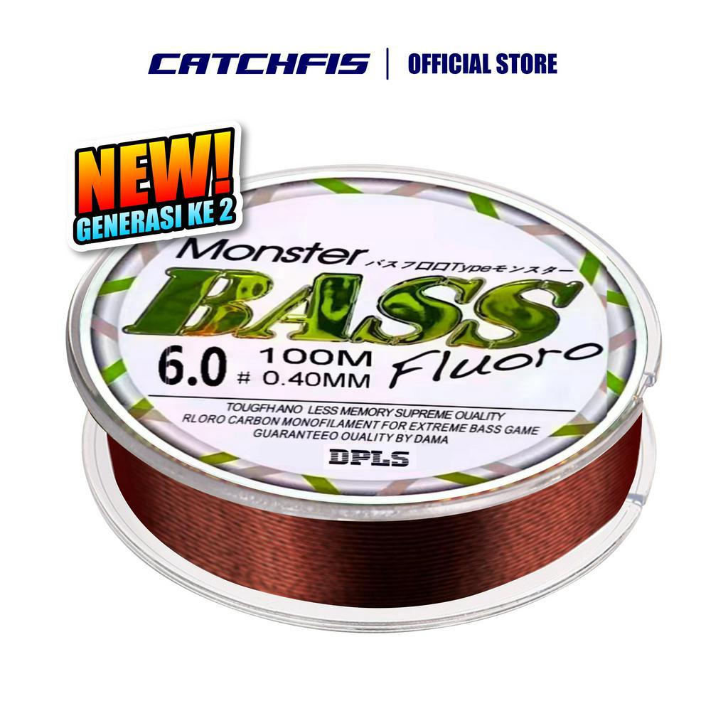 NEW GENERASI 2- Catchfis Tali Pancing  Bass FLUOROCARBON 100M Warna  Coklat Emas Senar Pancing Fishi