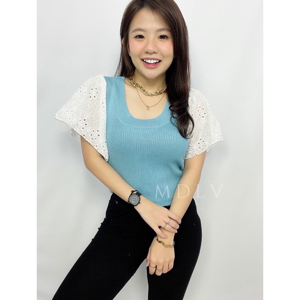 MDLV ~ 13516# Ravenna Knitted Top Atasan Blouse Rajut Fashion Import