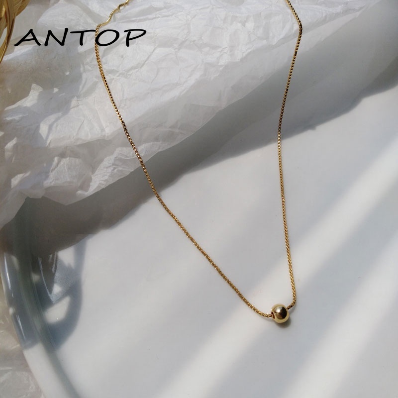 Kalung Manik Bulat Kalung Liontin Rantai Perhiasan Wanita Aksesoris Fashion ANTOP