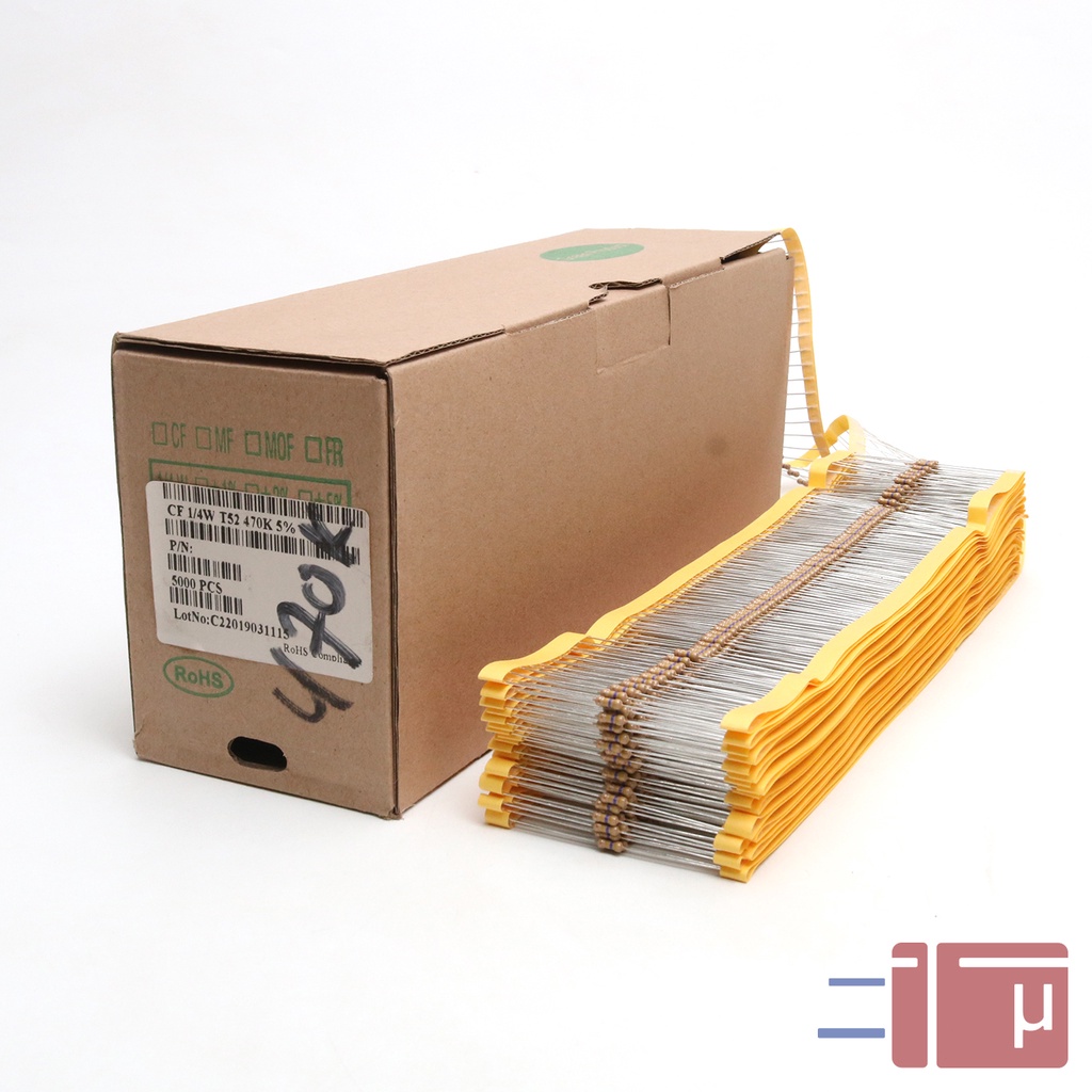 X10 Resistor 470K 1/4W Karbon 5% Taiwan Kaki Tembaga