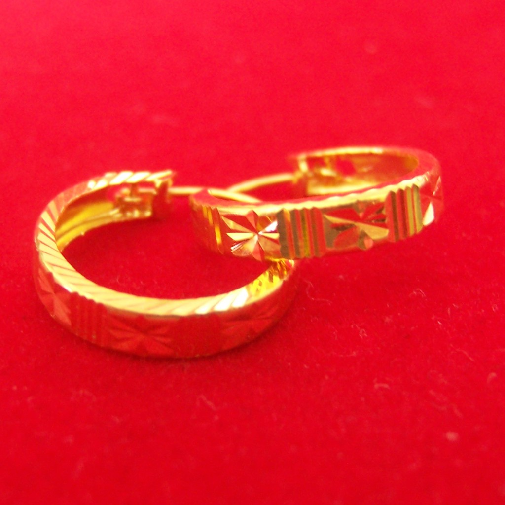 Tiara Jaya - Anting Bambu Ukir Emas Asli Kadar 700 70%
