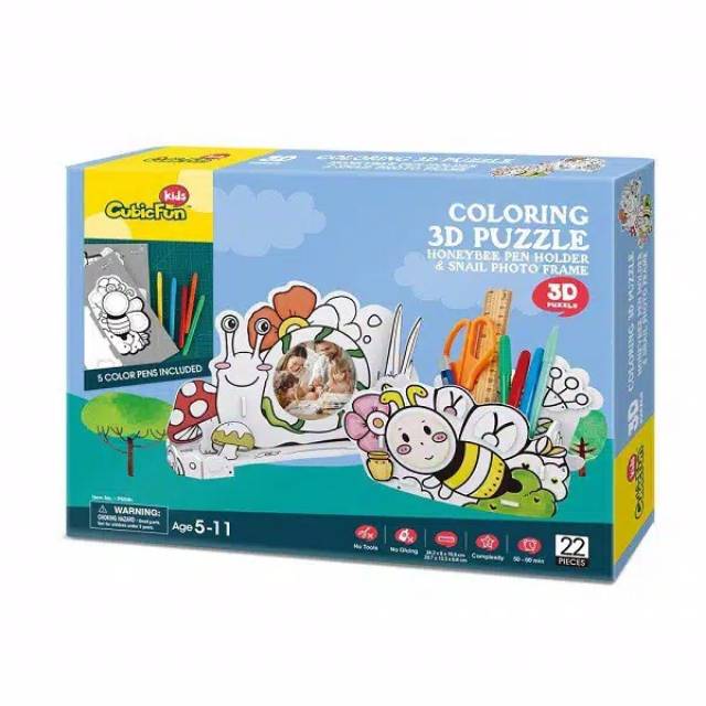 COLORING 3D PUZZLE HONEYBEE PEN HOLDER & SNAIL PHOTO FRAME MAINAN EDUKASI KOLEKSI PAJANGAN