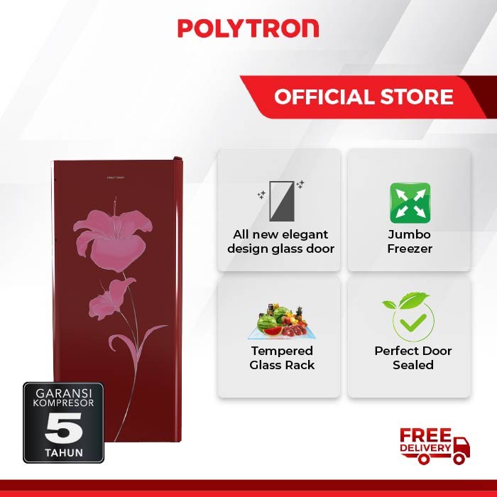 POLYTRON New Belleza Kulkas 1 Pintu 150 Liter PRA 15ALR / PRA15ALR / PRA15AL