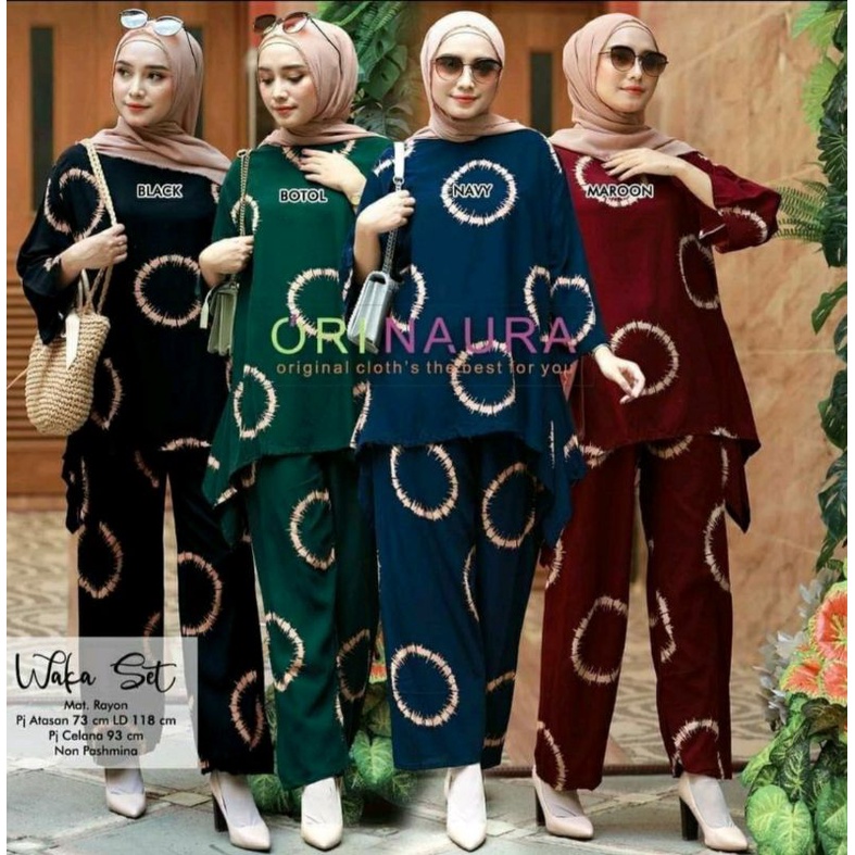 Setelan CP waka/Setelan waka tie dye/one set rayon motif cincin/Setelan waka jumbo