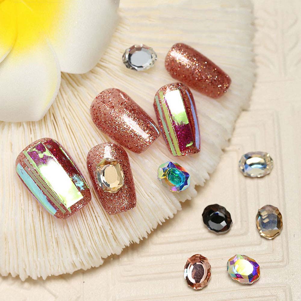 10pcs Batu Permata Kristal Berlian Imitasi Bentuk Oval 3D Untuk Dekorasi Nail Art