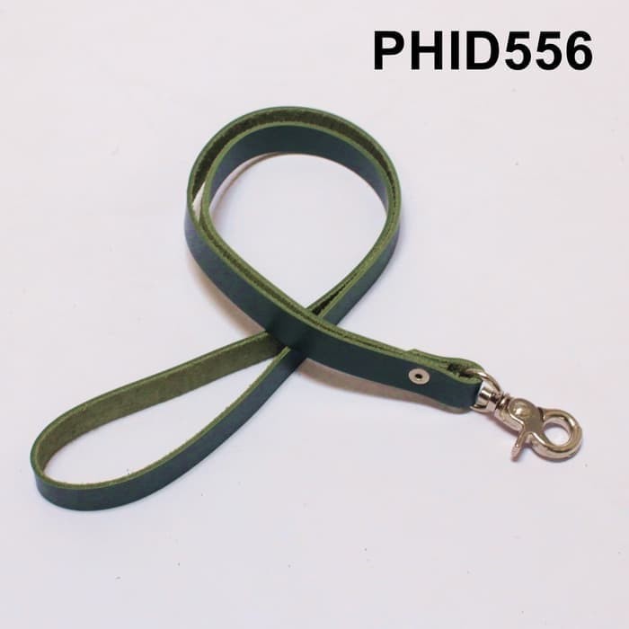 

Tali ID card holder kulit asli warna hijau tua PHID556 leather lanyard