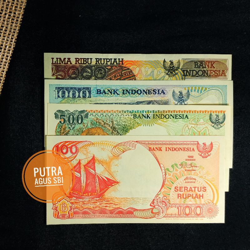 (ORIGINAL) Uang kuno paket 100- 5000 rupiah TAHUN 1990 AN