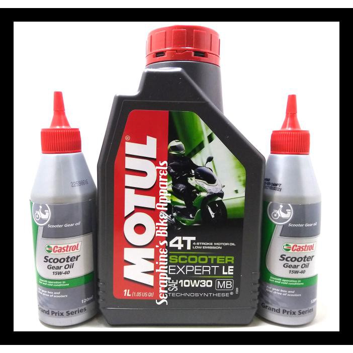 PAKET MOTUL SCOOTER EXPERT 1L+OLI CASTROL GEAR|NMAX XMAX PCX AEROX SYM BERMUTU