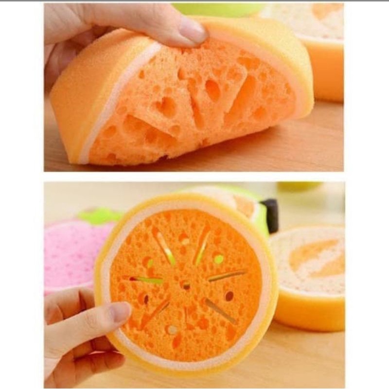 spon cuci piring motif buah sponge