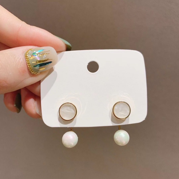 Fashion aksesoris wanita gaya Korea jarum perak 925 sederhana retro logam anting manik bulat kecil-G