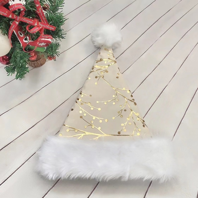 Topi Santa Natal Bahan Plush Untuk Unisex