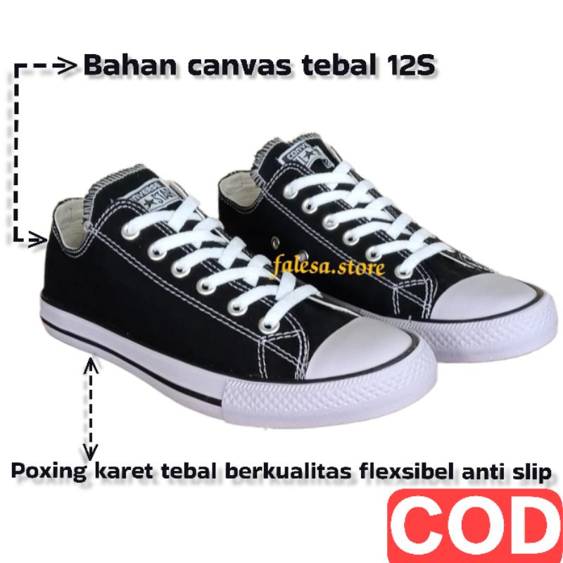 promo sale (free box converse)sepatu sneakers converse all star classic pendek grade ori black white all star classic low hitam putih grade original