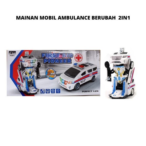 MWN Mainan Mobil Ambulance Robot First Aid Pioneer 9921