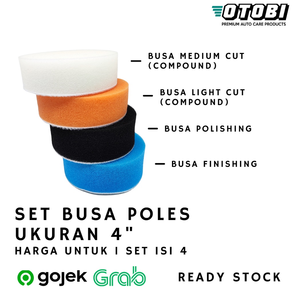 Busa Pad Poles 4&quot; Inch Set isi 4 u/ Polishing Mobil dan Motor Kendaraan