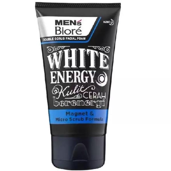 Men's Biore Double Scrub Facial Foam White Energy 40 gr | 40GR - Pembersih wajah pria_Cerianti