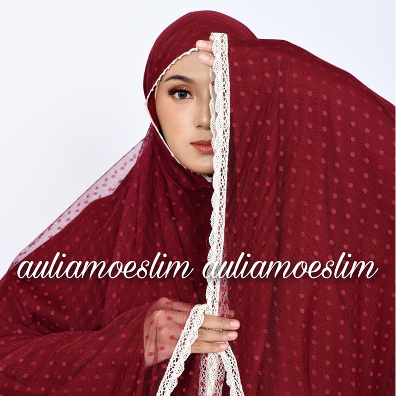 AULIAMOESLIM - Mukena Dewasa Rayon Premium Double Tile Polkadot Renda Mewah