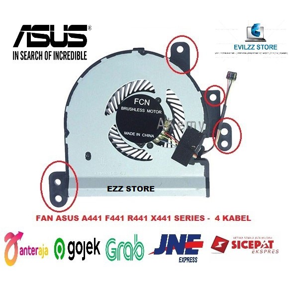FAN ASUS A441 A441U F441 F441U R441 R441U X441 X441S X441CA X441SC X441SA X441S X441N X441U 4 KABEL