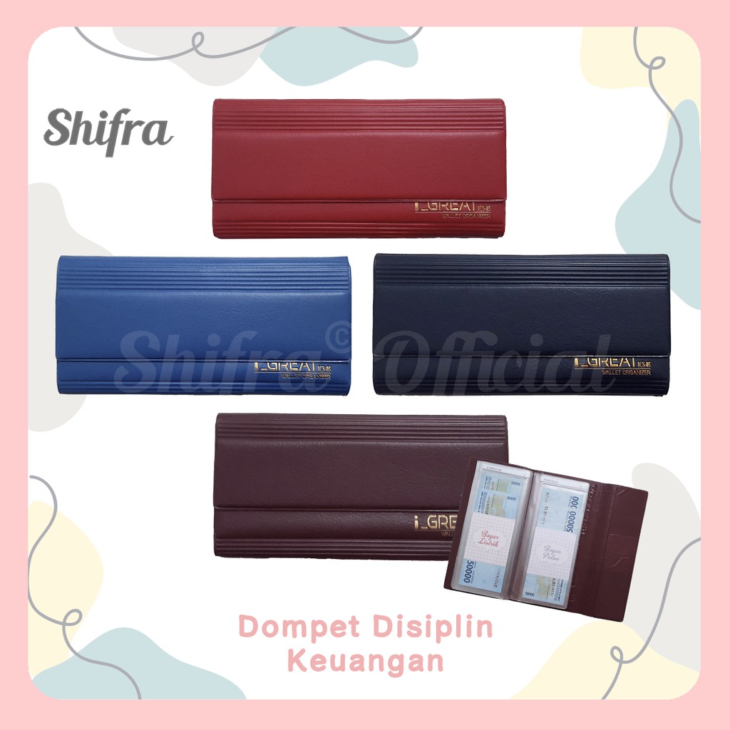 Shifra Dompet Disiplin Keuangan Dompet Bulanan Penyimpan Giro Cek Biru Merah Coklat Tua Biru Navy