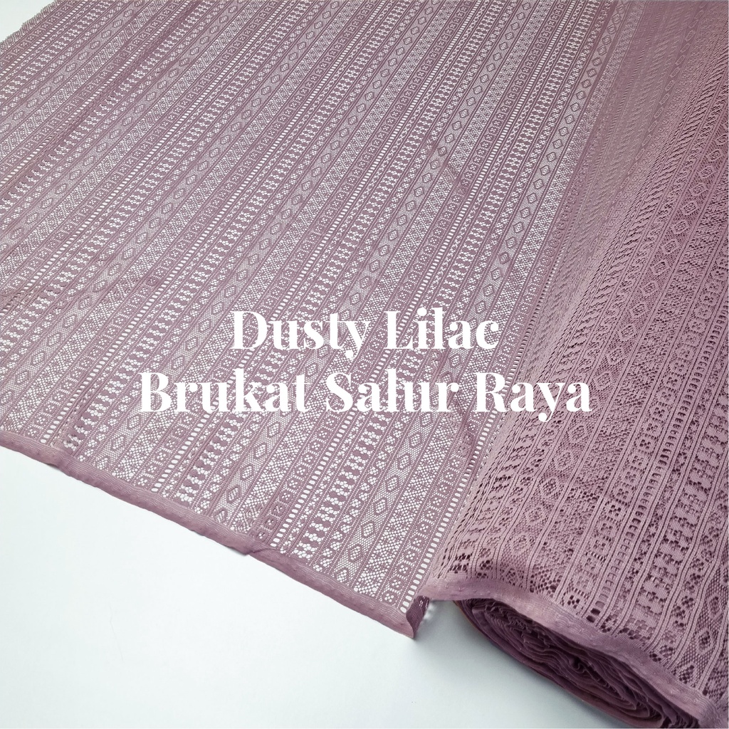 0,5m bahan kain brokat lace kebaya malika ungu dusty lilac salur raya star rimba soulmate  chantili